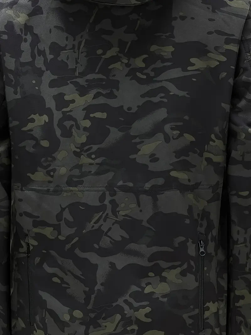 Chaqueta Táctica Sofshell Impermeable Camuflaje Negro
