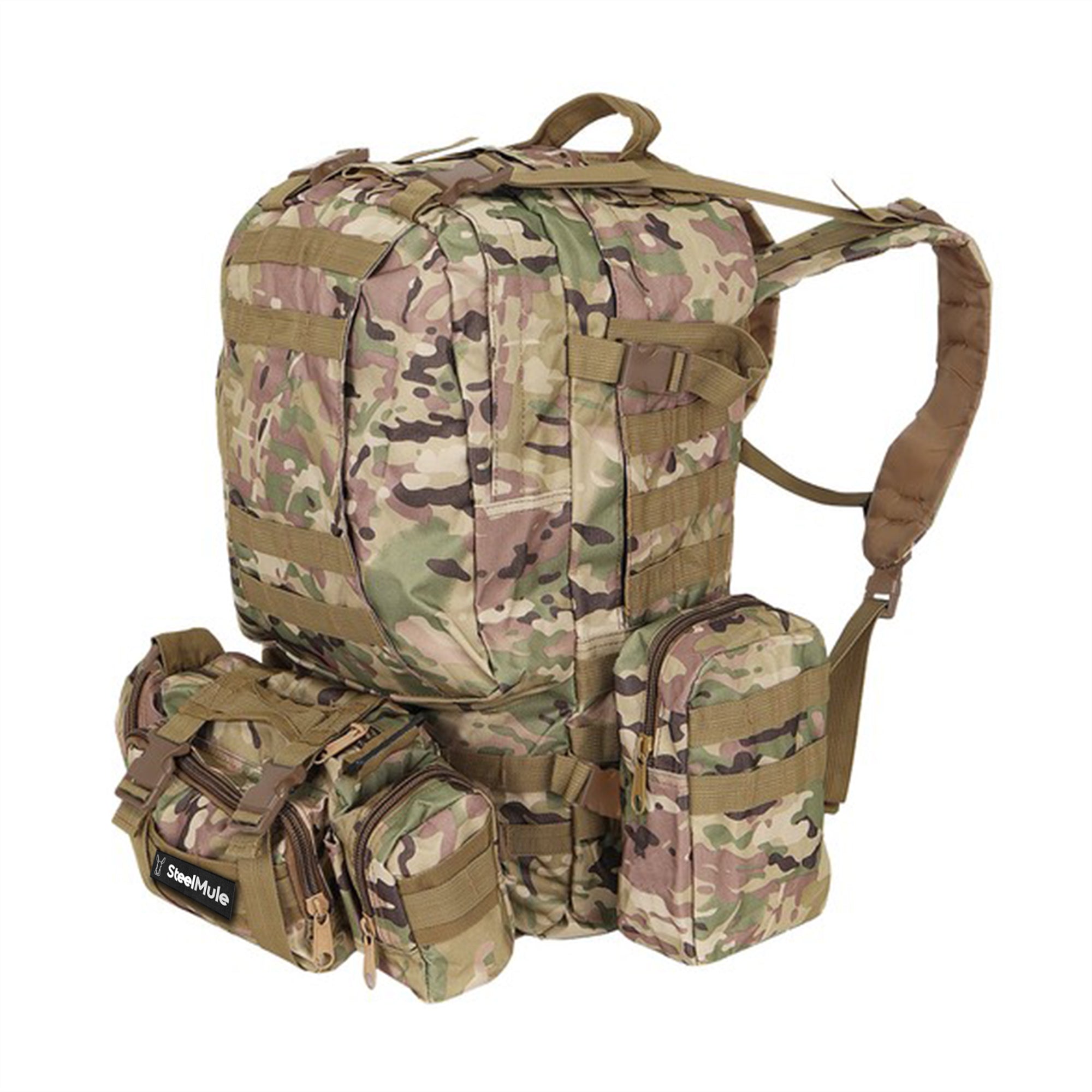 Mochila táctica 48,5L de alto rendimiento con módulos extra Camuflaje