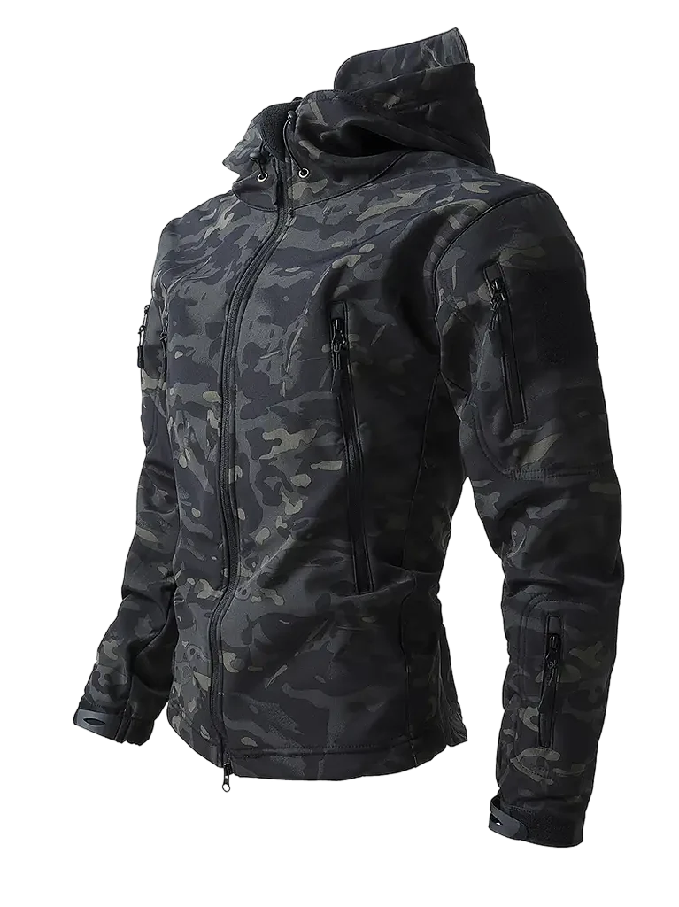 Chaqueta Táctica Sofshell Impermeable Camuflaje Negro