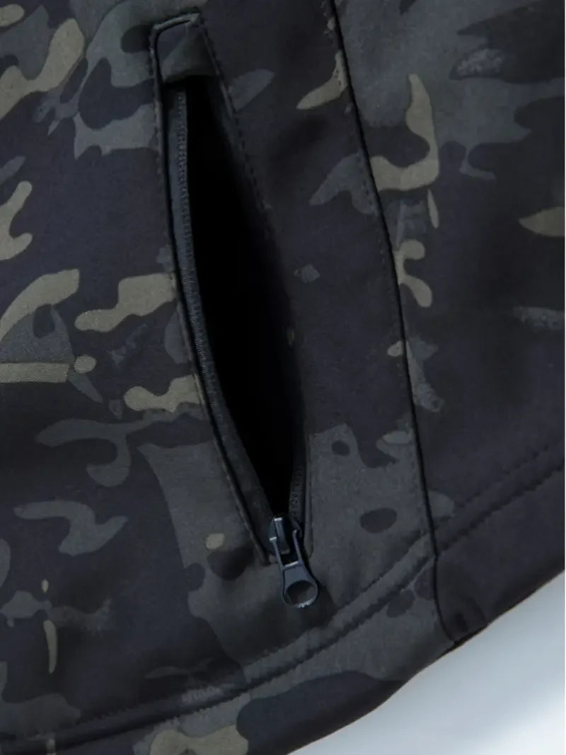 Chaqueta Táctica Sofshell Impermeable Camuflaje Negro