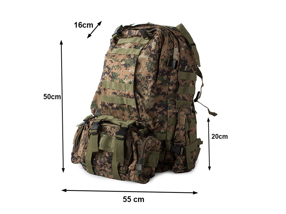 Mochila táctica 48,5L de alto rendimiento con módulos extra Marpat