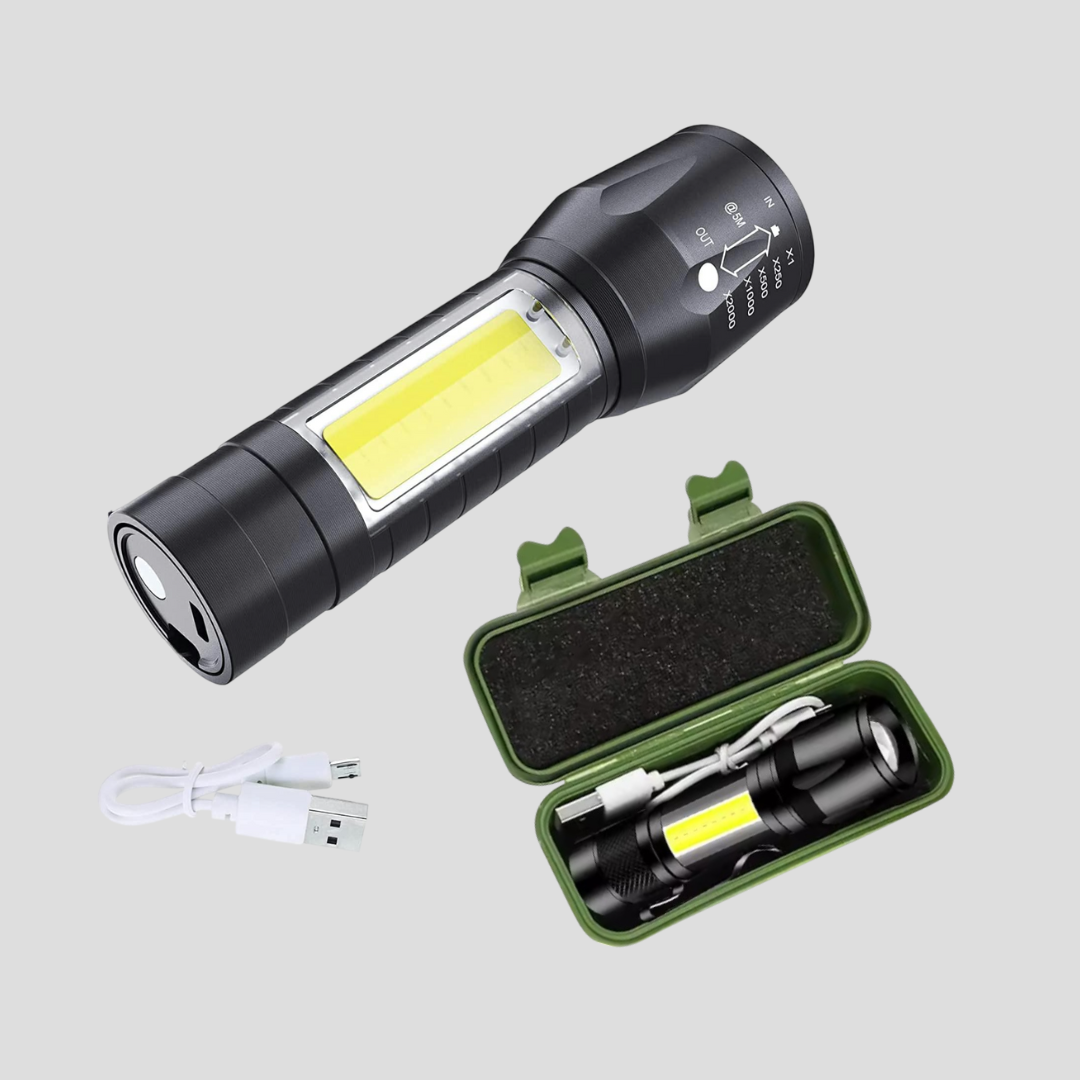 Linterna Táctica LED 3 Modos | Recargable 100M Alcance