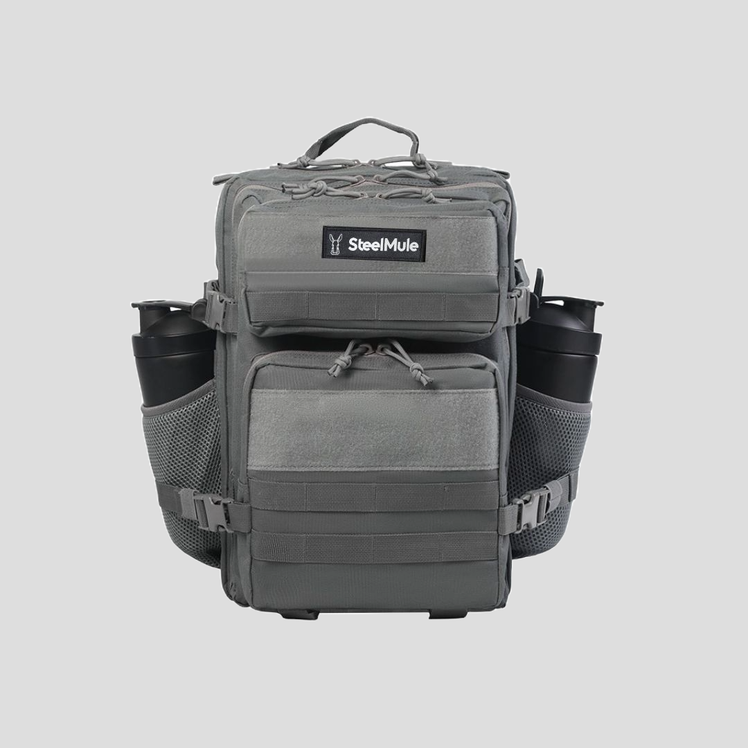 Mochila táctica 25L ligera y resistente para gym y escapadas Gris