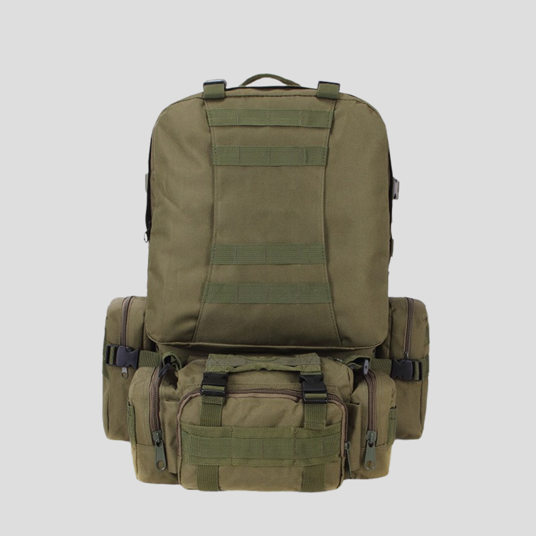 Mochila táctica 48,5L de alto rendimiento con módulos extra Verde Militar