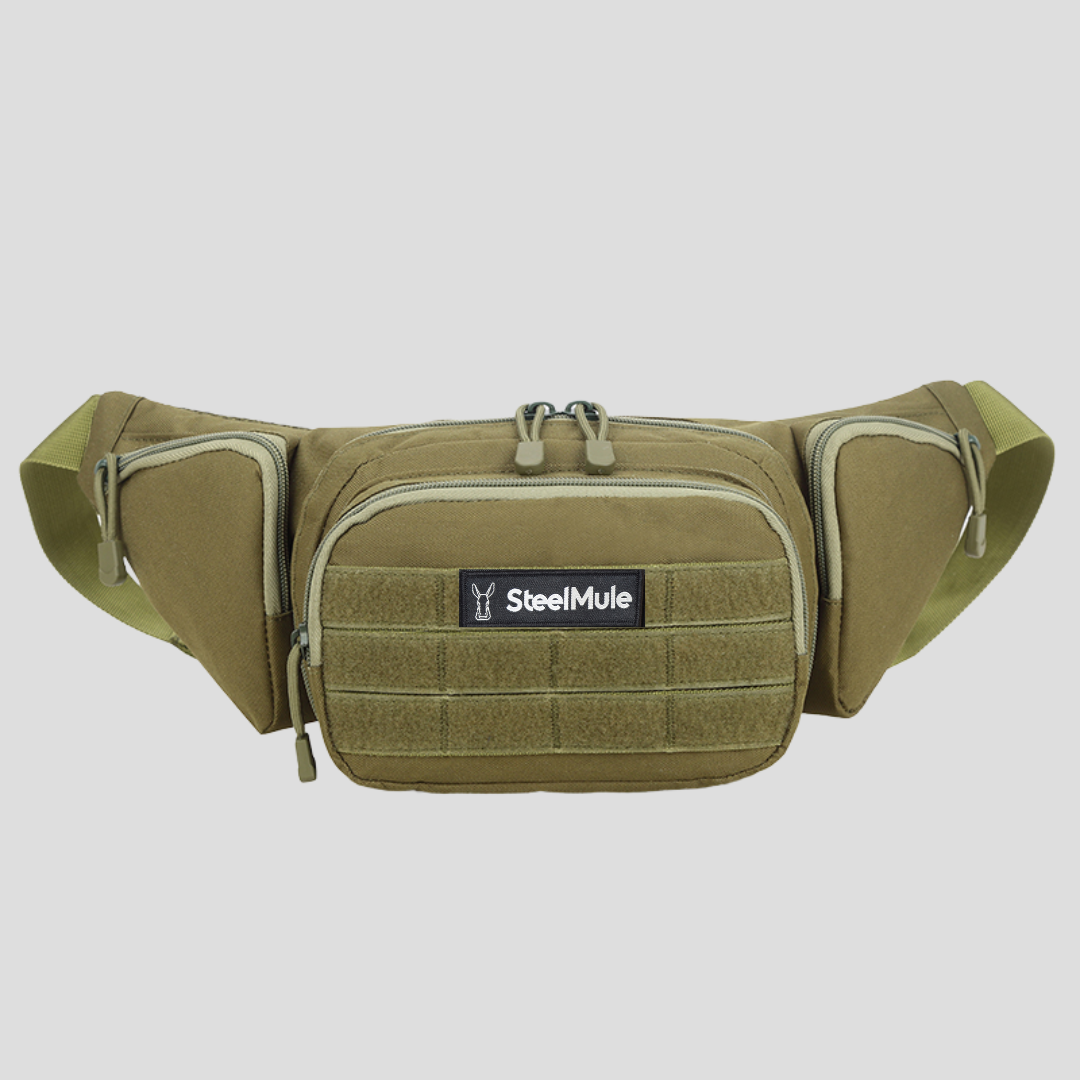 Riñonera Táctica 5 Bolsillos con velcro Verde Militar