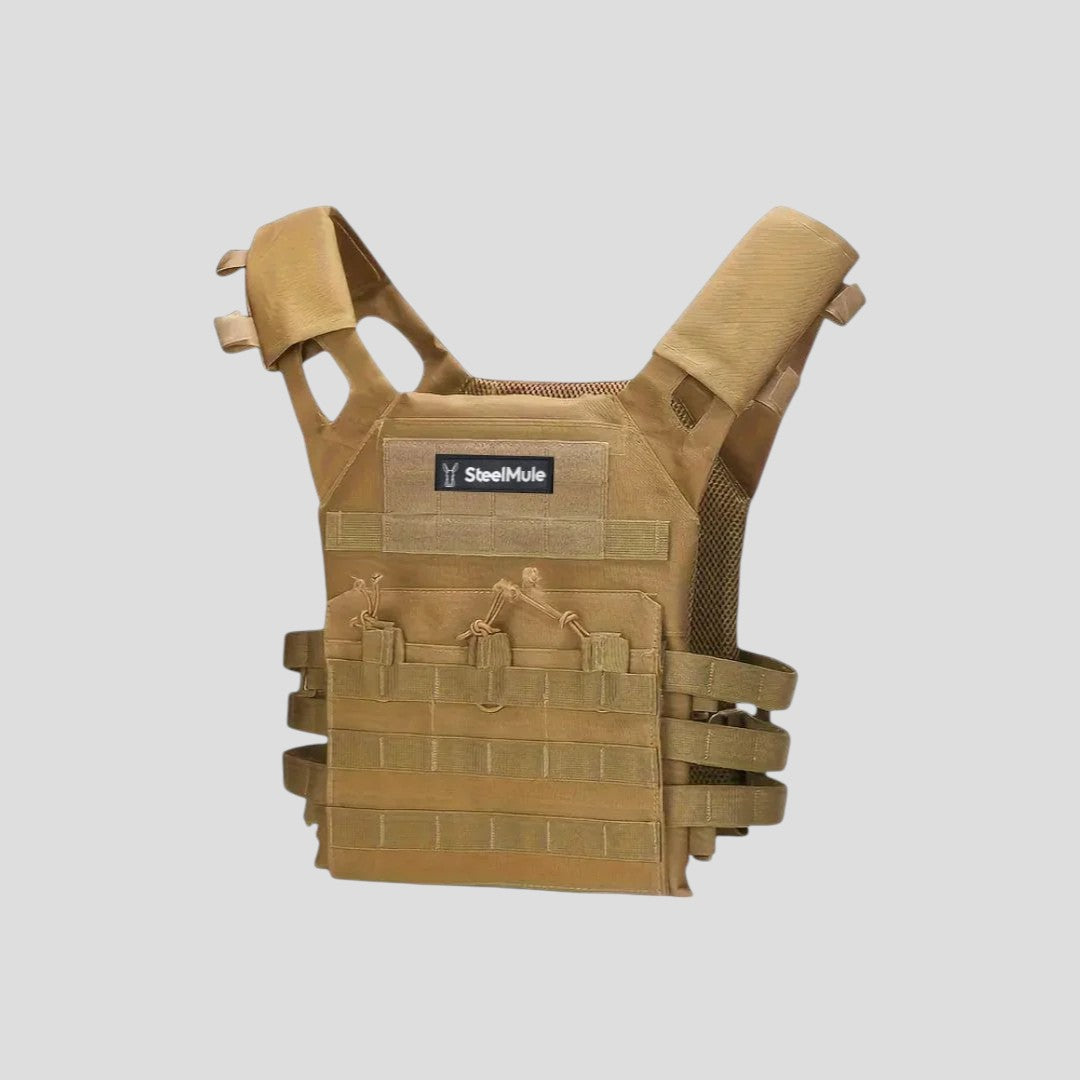 Chaleco Táctico Portaplacas MOLLE Steel Mule Beige
