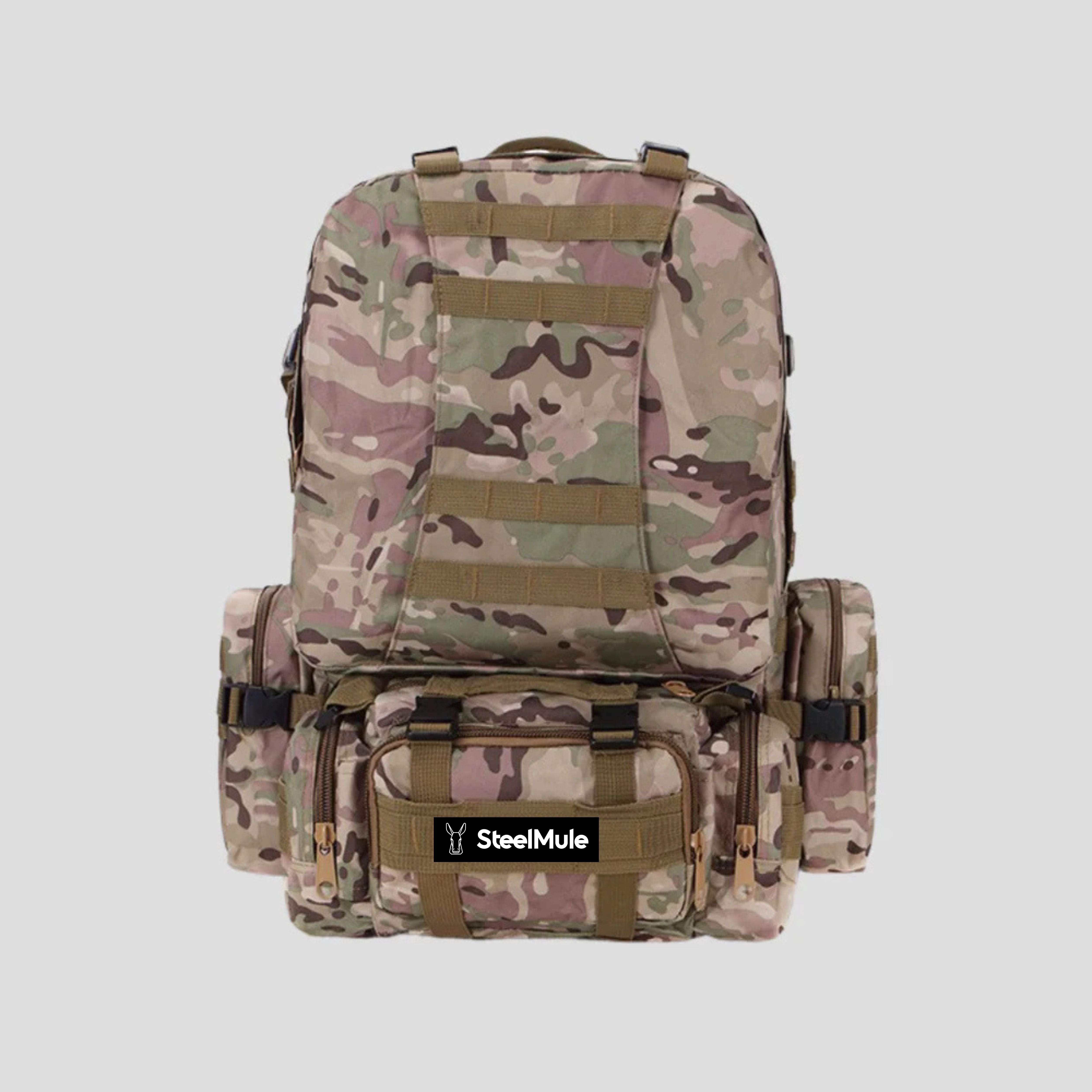 Mochila táctica 48,5L de alto rendimiento con módulos extra Camuflaje