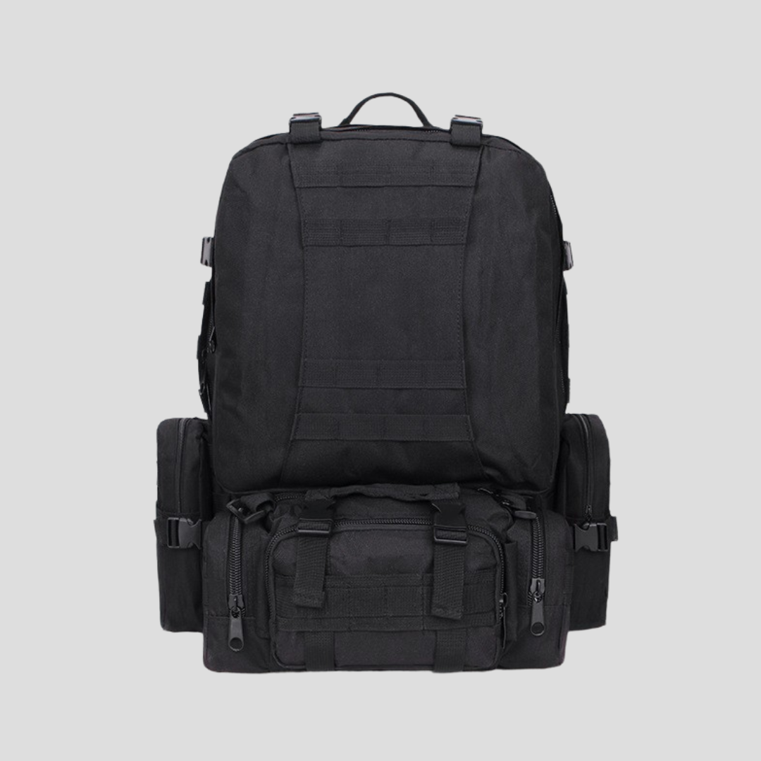 Mochila táctica 48,5L de alto rendimiento con módulos extra Negro