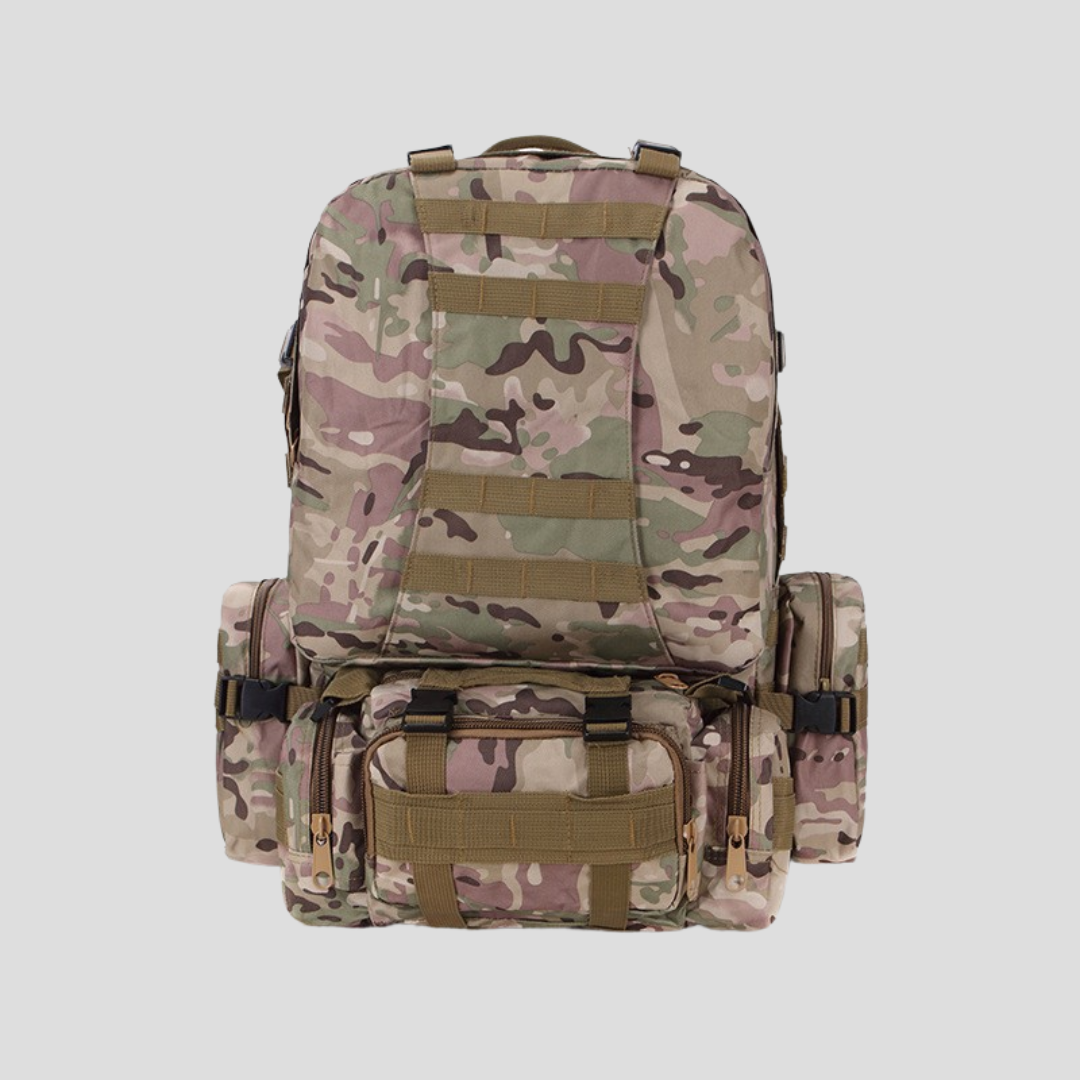 Mochila táctica 48,5L de alto rendimiento con módulos extra Camuflaje