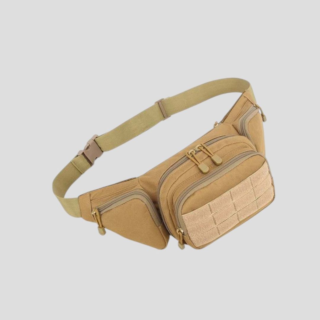 Riñonera Táctica Militar de 5 Bolsillos con Velcro Beige